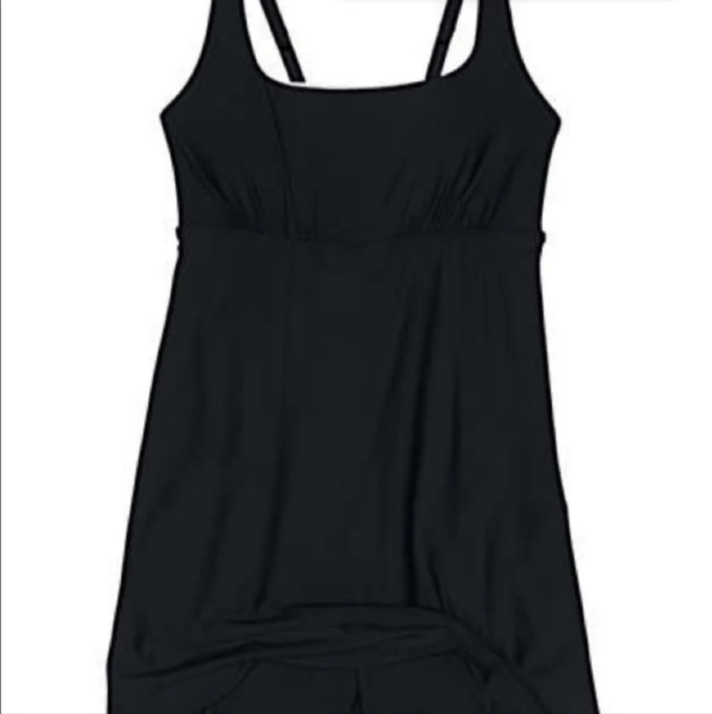 Land’s End Black Swimsuit Dress w/ Shorts Plus Size 24W Adjustable Straps EUC